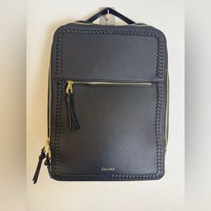 Calpak Kaya  Backpack Black Vegan Leather Whipstitched Gold Trim Sleek Chic‎ Calpak | Bags | Calpak Black Womens Kaya 5 Laptop  main image 3